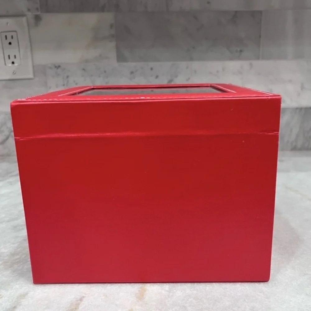 2 TIER Coral Red Faux Leather Watch Box